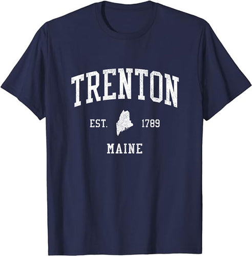 Trenton Maine ME T-Shirt Vintage Athletic Sports Design Tee