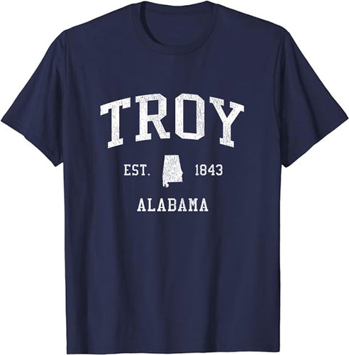 Troy Alabama AL T-Shirt Vintage Athletic Sports Design Tee