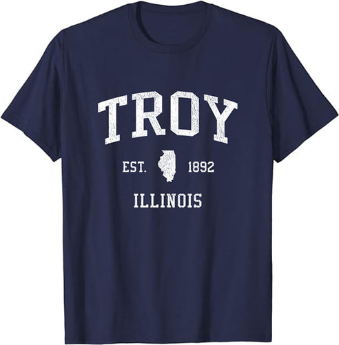 Troy Illinois IL T-Shirt Vintage Athletic Sports Design Tee