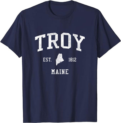 Troy Maine ME T-Shirt Vintage Athletic Sports Design Tee