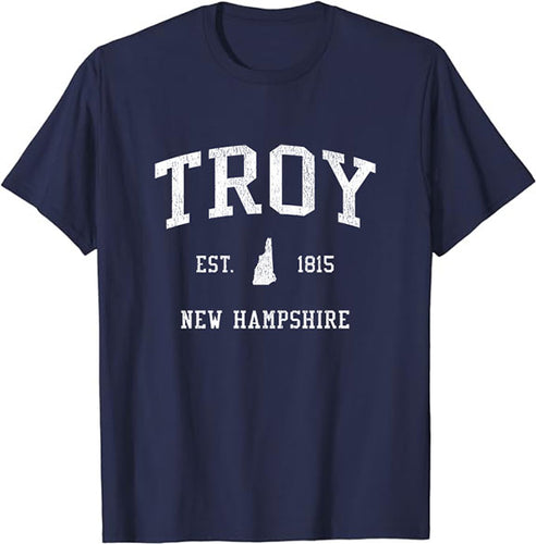Troy New Hampshire NH T-Shirt Vintage Athletic Sports Design Tee