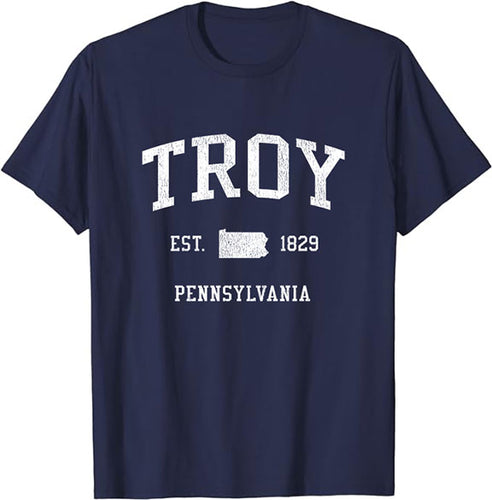 Troy Pennsylvania PA T-Shirt Vintage Athletic Sports Design Tee