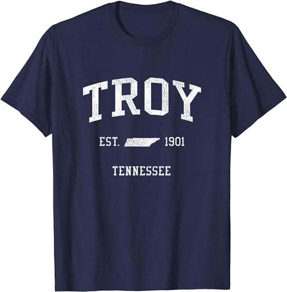 Troy Tennessee TN T-Shirt Vintage Athletic Sports Design Tee