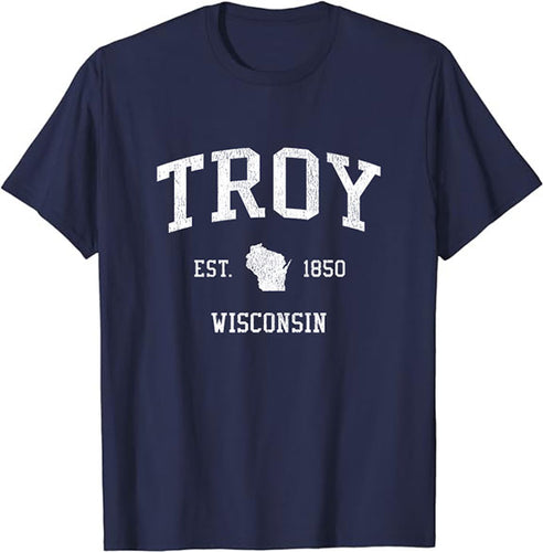 Troy Wisconsin WI T-Shirt Vintage Athletic Sports Design Tee