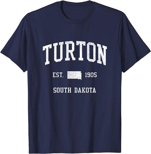 Turton South Dakota SD T-Shirt Vintage Athletic Sports Design Tee