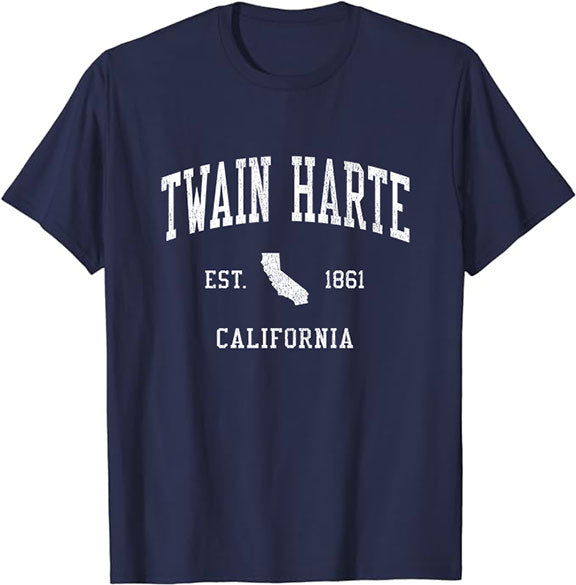 Twain Harte California CA T-Shirt Vintage Athletic Sports Design Tee