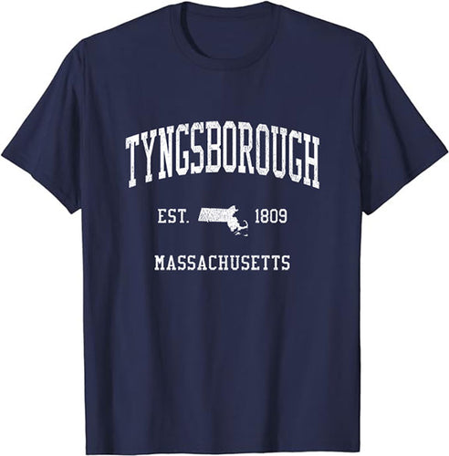 Tyngsborough Massachusetts MA T-Shirt Vintage Athletic Sports Design Tee