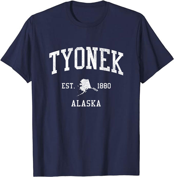 Tyonek Alaska AK T-Shirt Vintage Athletic Sports Design Tee