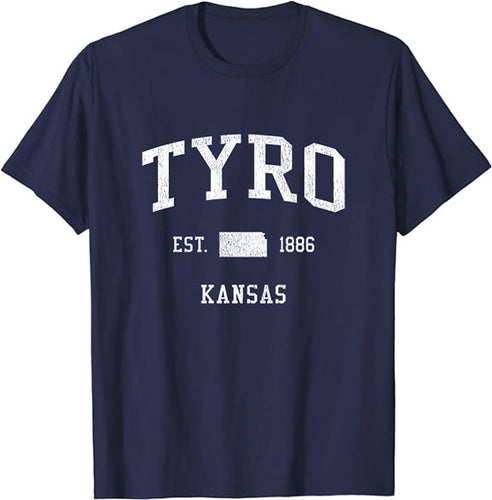 Tyro Kansas KS T-Shirt Vintage Athletic Sports Design Tee