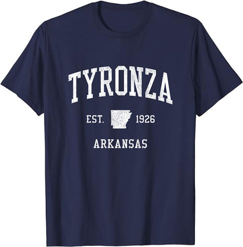 Tyronza Arkansas AR T-Shirt Vintage Athletic Sports Design Tee