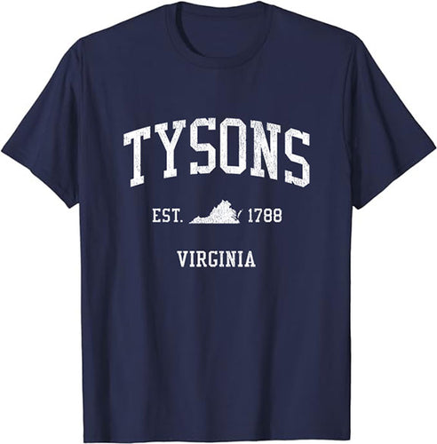 Tysons Virginia VA Vintage Athletic Sports Design T-Shirt JS01