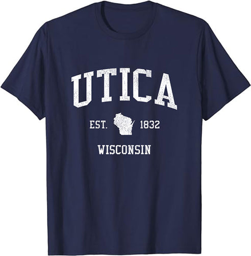 Utica Wisconsin WI T-Shirt Vintage Athletic Sports Design Tee