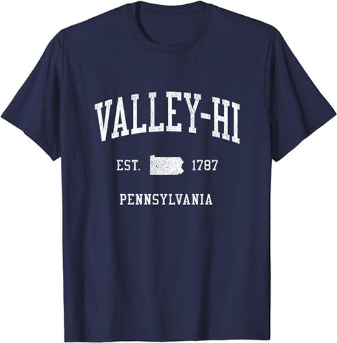 Valley-Hi Pennsylvania PA T-Shirt Vintage Athletic Sports Design Tee