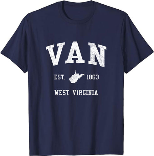 Van West Virginia WV Vintage Athletic Sports Design T-Shirt JS01