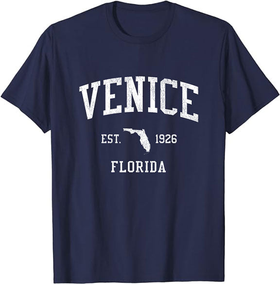 Venice Florida FL T-Shirt Vintage Athletic Sports Design Tee