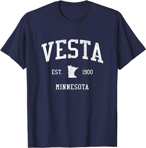 Vesta Minnesota MN T-Shirt Vintage Athletic Sports Design Tee