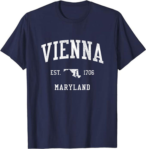 Vienna Maryland MD T-Shirt Vintage Athletic Sports Design Tee