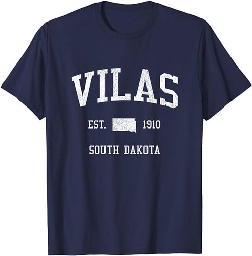Vilas South Dakota SD T-Shirt Vintage Athletic Sports Design Tee