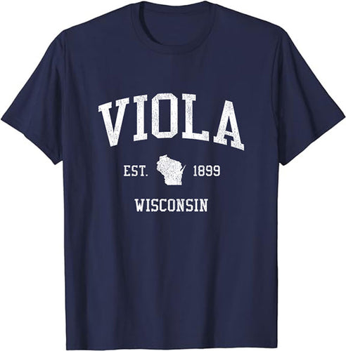 Viola Wisconsin WI T-Shirt Vintage Athletic Sports Design Tee