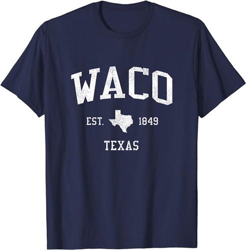 Waco Texas TX T-Shirt Vintage Athletic Sports Design Tee