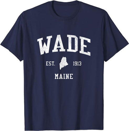 Wade Maine ME T-Shirt Vintage Athletic Sports Design Tee
