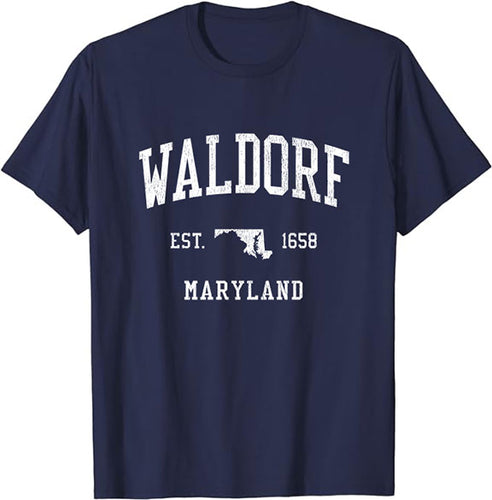 Waldorf Maryland MD T-Shirt Vintage Athletic Sports Design Tee