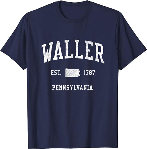 Waller Pennsylvania PA T-Shirt Vintage Athletic Sports Design Tee