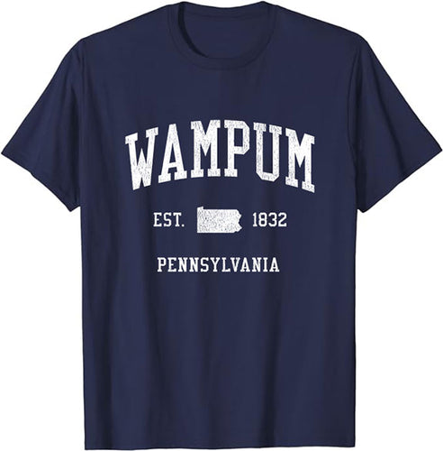 Wampum Pennsylvania PA T-Shirt Vintage Athletic Sports Design Tee