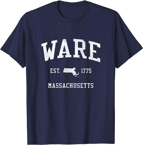 Ware Massachusetts MA T-Shirt Vintage Athletic Sports Design Tee