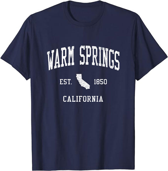 Warm Springs California CA T-Shirt Vintage Athletic Sports Design Tee