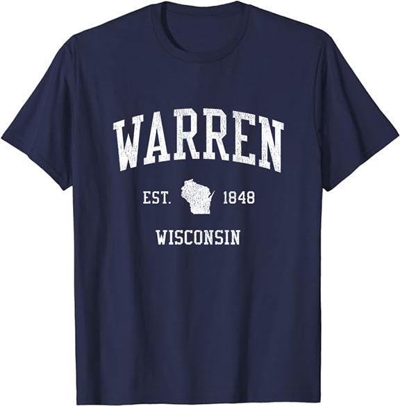 Warren Wisconsin WI T-Shirt Vintage Athletic Sports Design Tee