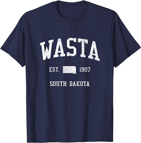 Wasta South Dakota SD T-Shirt Vintage Athletic Sports Design Tee