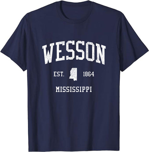 Wesson Mississippi MS T-Shirt Vintage Athletic Sports Design Tee