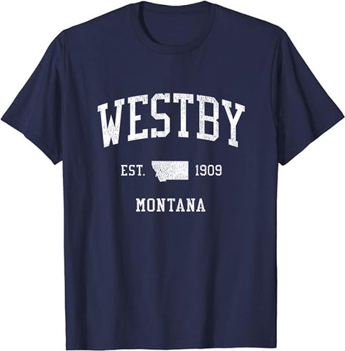 Westby Montana MT T-Shirt Vintage Athletic Sports Design Tee