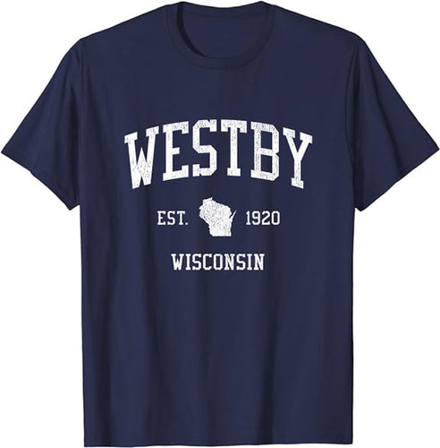 Westby Wisconsin WI T-Shirt Vintage Athletic Sports Design Tee