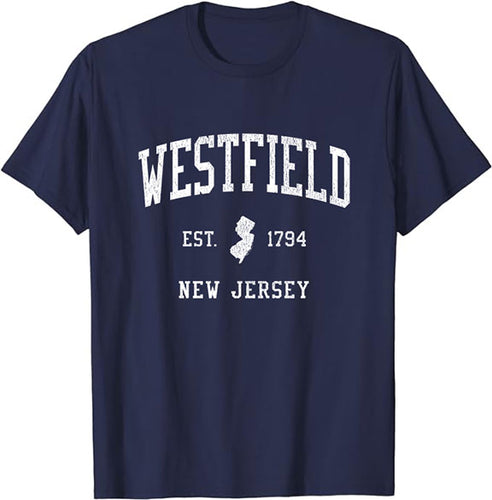 Westfield New Jersey NJ T-Shirt Vintage Athletic Sports Design Tee