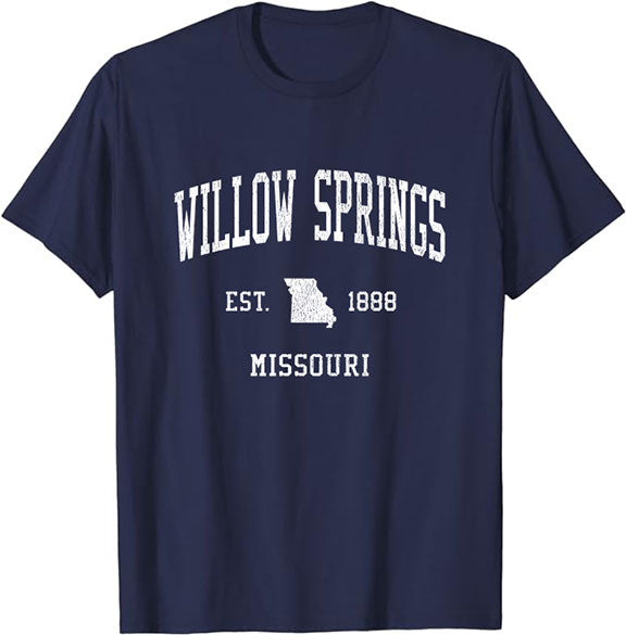 Willow Springs Missouri MO T-Shirt Vintage Athletic Sports Design Tee