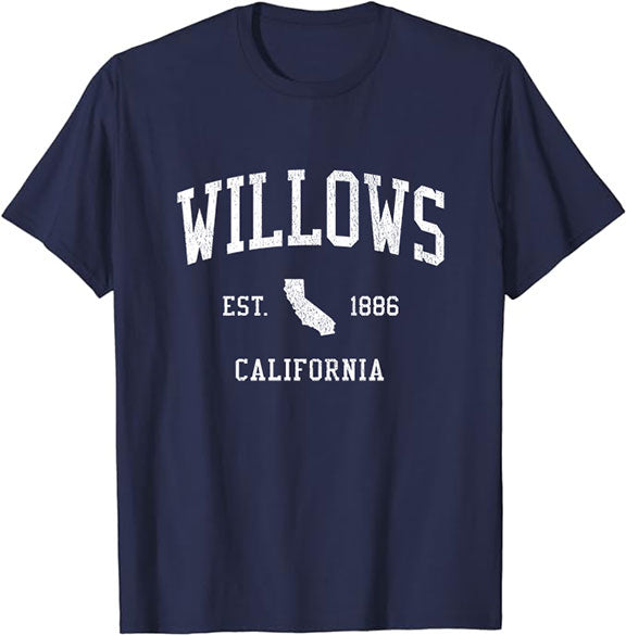 Willows California CA T-Shirt Vintage Athletic Sports Design Tee