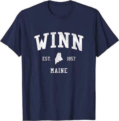 Winn Maine ME T-Shirt Vintage Athletic Sports Design Tee