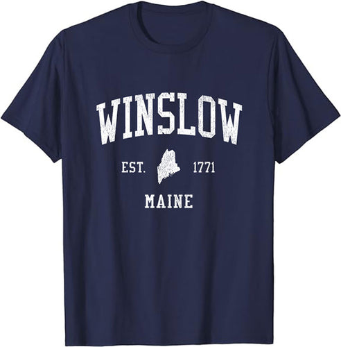 Winslow Maine ME T-Shirt Vintage Athletic Sports Design Tee
