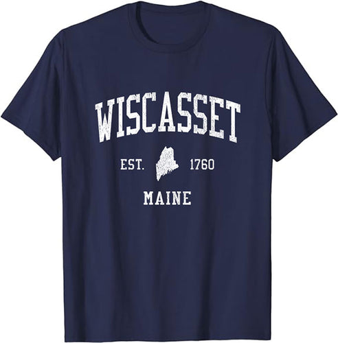 Wiscasset Maine ME T-Shirt Vintage Athletic Sports Design Tee