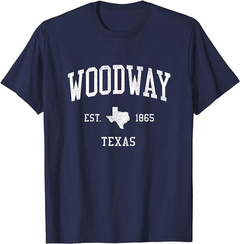 Woodway Texas TX T-Shirt Vintage Athletic Sports Design Tee