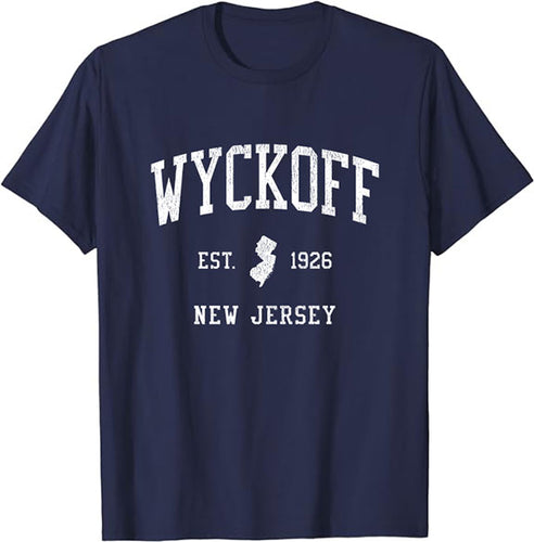 Wyckoff New Jersey NJ T-Shirt Vintage Athletic Sports Design Tee