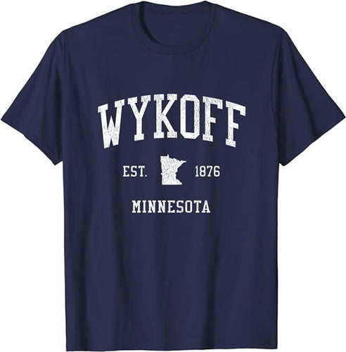 Wykoff Minnesota MN T-Shirt Vintage Athletic Sports Design Tee