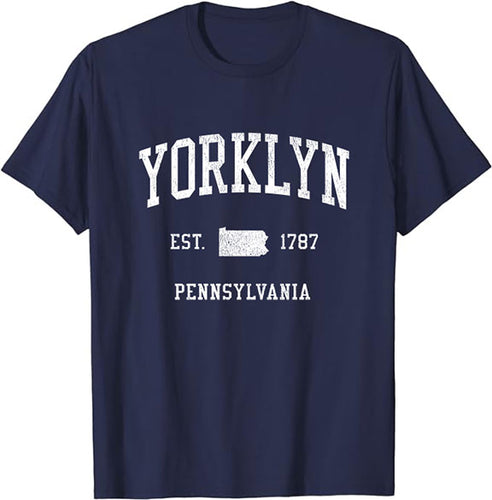 Yorklyn Pennsylvania PA T-Shirt Vintage Athletic Sports Design Tee