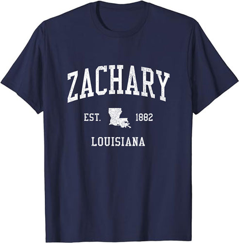 Zachary Louisiana LA T-Shirt Vintage Athletic Sports Design Tee