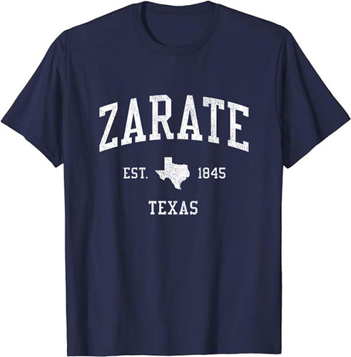 Zarate Texas TX T-Shirt Vintage Athletic Sports Design Tee