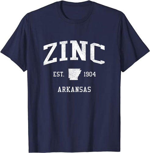 Zinc Arkansas AR T-Shirt Vintage Athletic Sports Design Tee